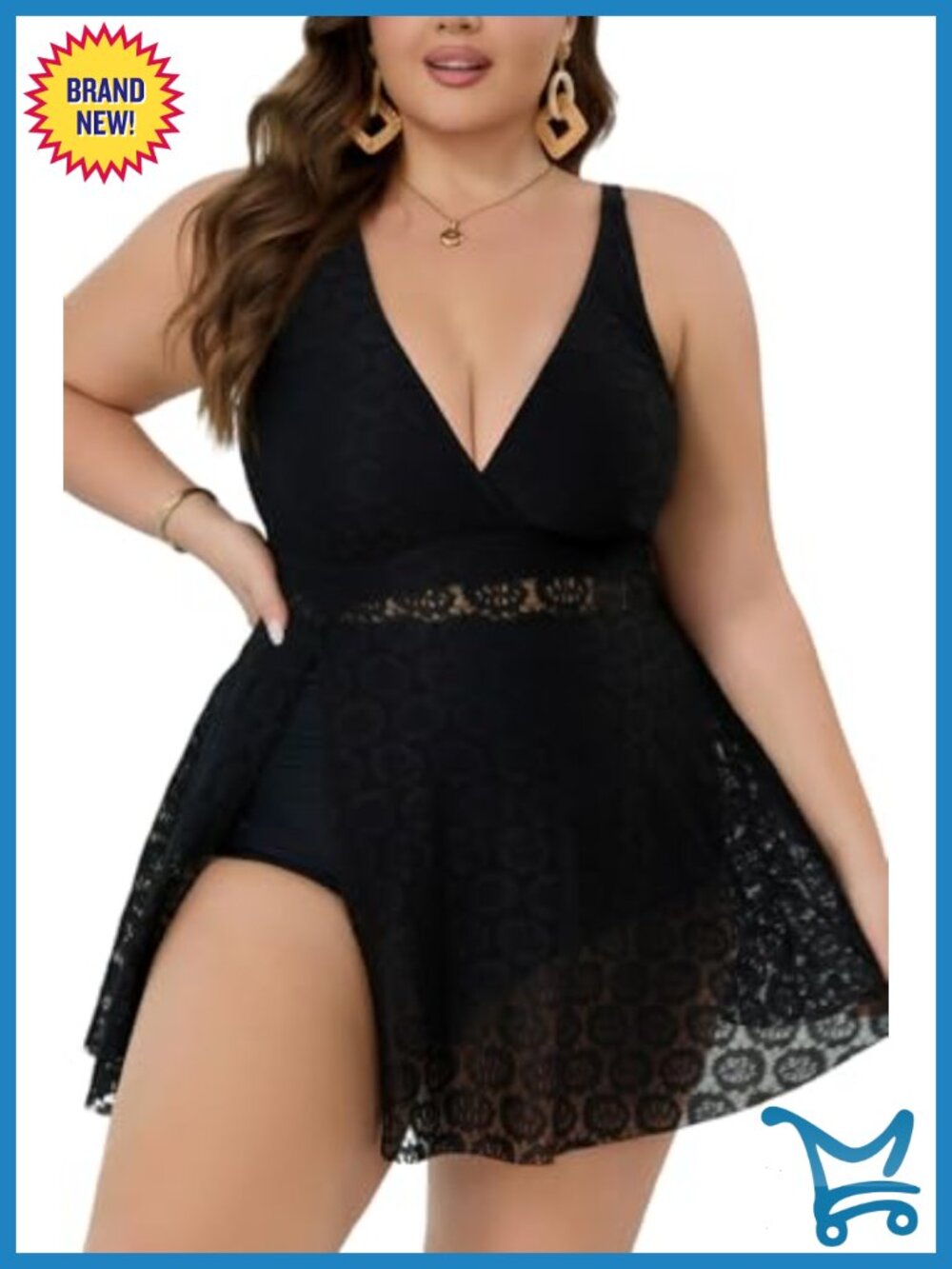 Plus Size Tankini Swimsuit Mesh Top High Waisted Bottoms Tummy Control